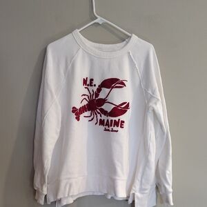 Aerie Women's Small White Maine Lobster  Oversized Crew neck Sweatshirt
